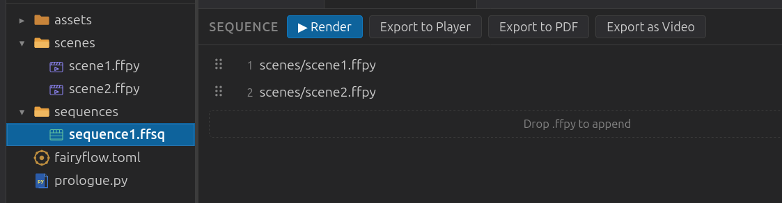 Export options in the sequence editor